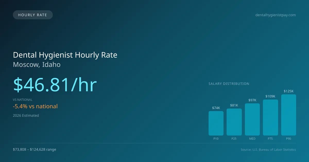 Dental Hygienist Hourly Rate in Moscow, ID — 2026 est., based on 2025 BLS