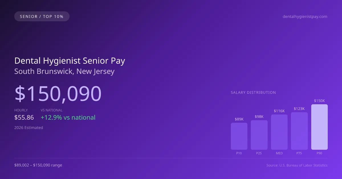 Dental Hygienist Senior Salary in South Brunswick, NJ — 2026 est., based on 2025 BLS