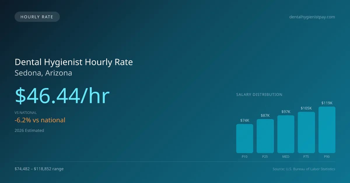 Dental Hygienist Hourly Rate in Sedona, AZ — 2026 est., based on 2025 BLS