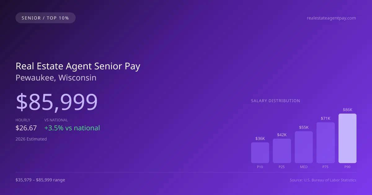 Real Estate Agent Senior Salary in Pewaukee, WI — 2026 est., based on 2025 BLS